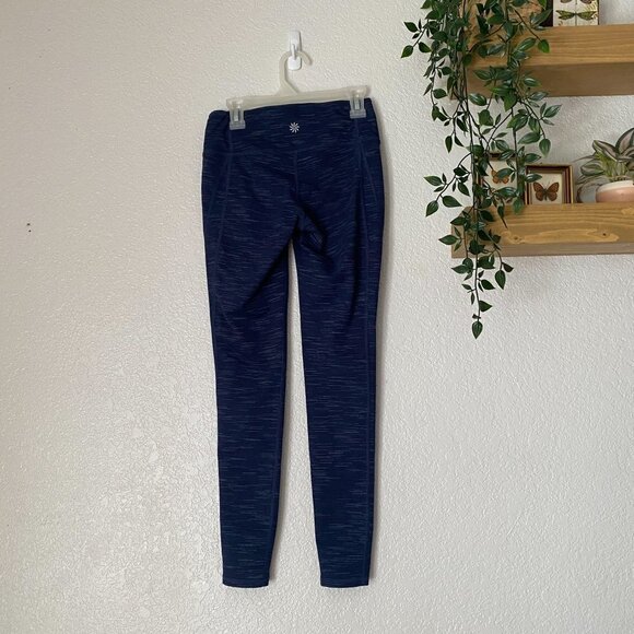 🦋 ATHLETA Striated Revelation Tight Blue Striped Leggings Size XS - Picture 4 of 7